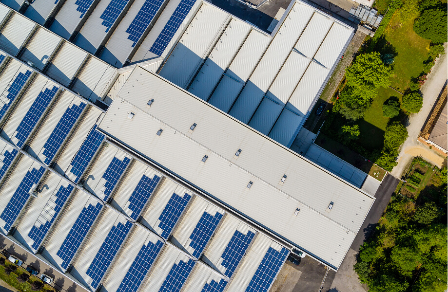 a bird’s-eye view of the solar panels