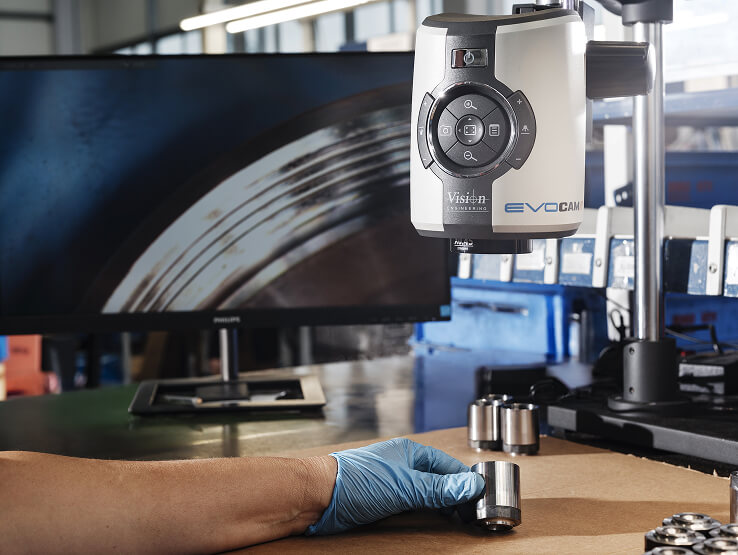 Visual inspection of a stamped and machined component