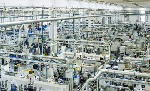Overhead view of the turning workshop