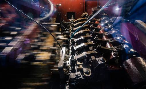 Interior of a warm forming press